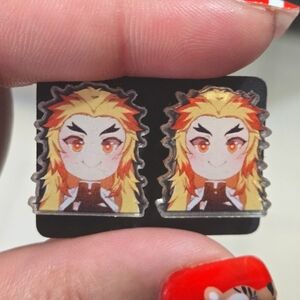 🍒🍒 Anime Demon Slayer Kyōjurō Rengoku Earrings